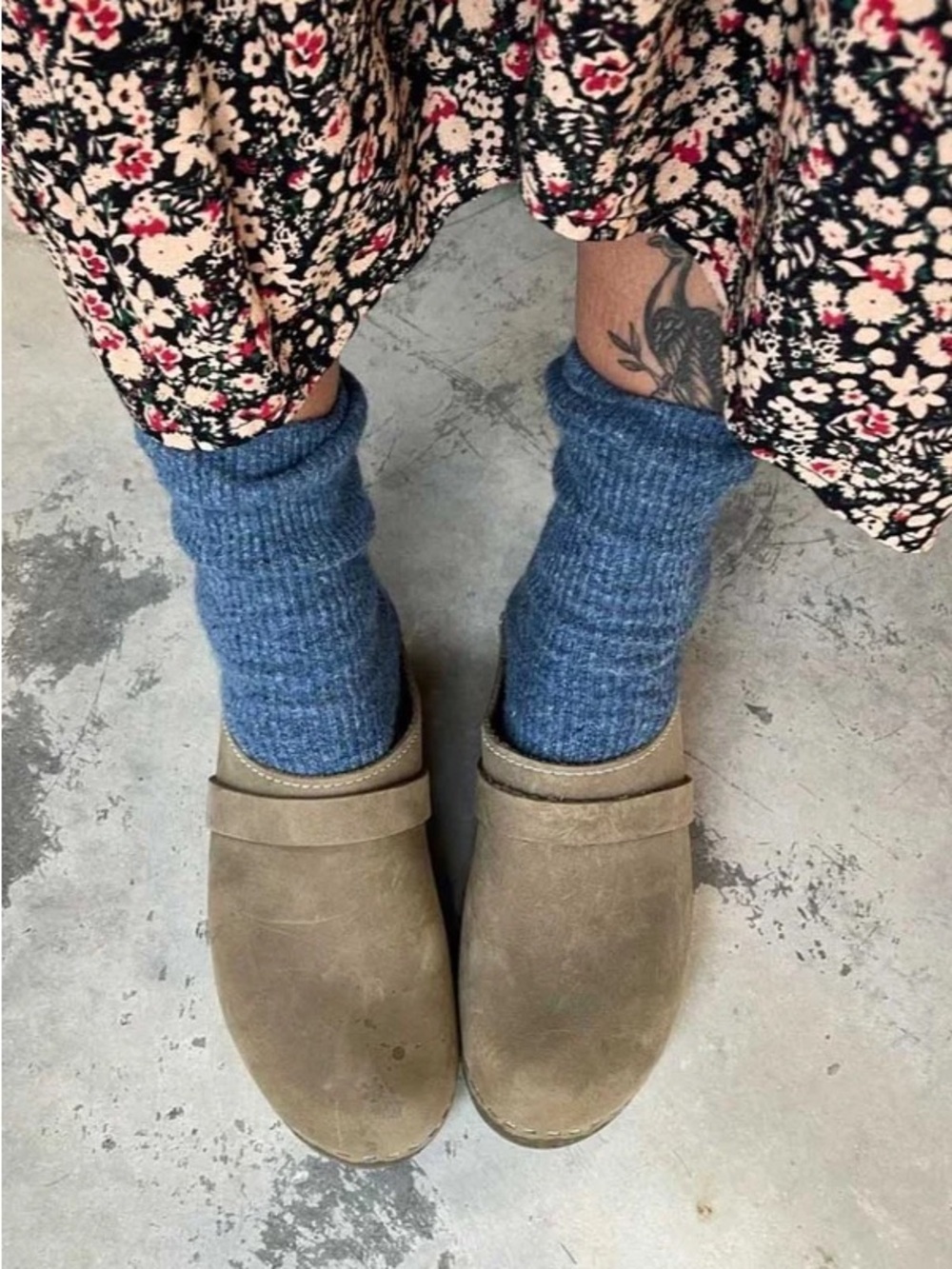 Lotta From Stockholm Taupe Suede Clogs